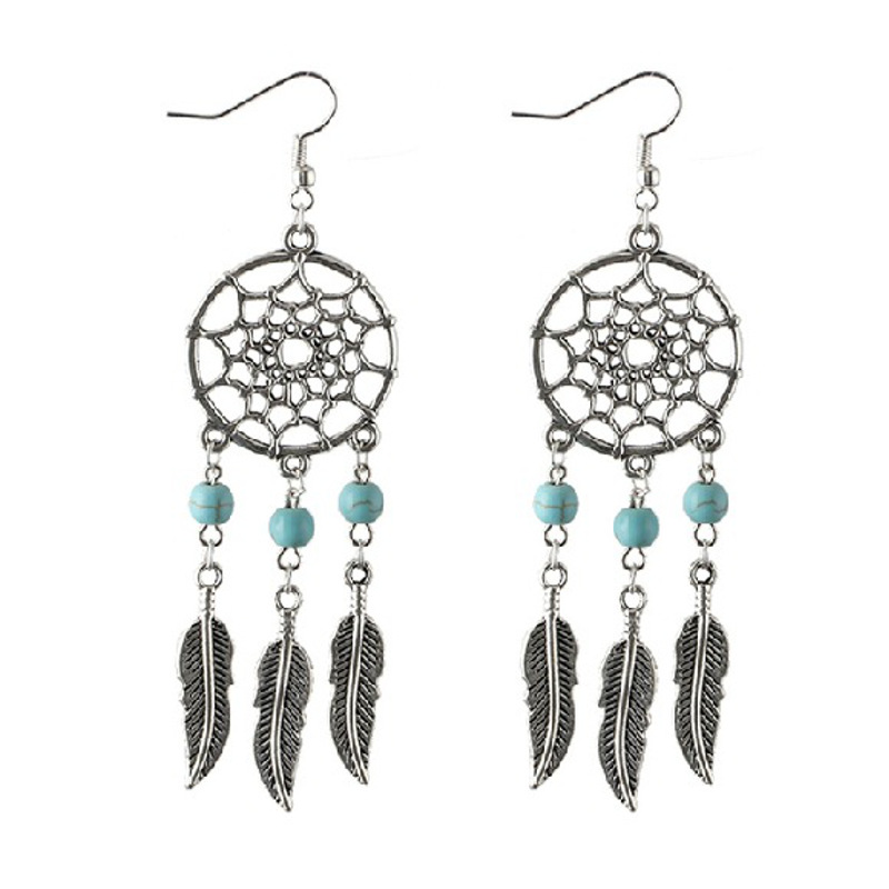 捕梦网同款耳环复古波西米亚镂空树叶绿耳饰YWBM4012送女朋友七夕情人节礼物