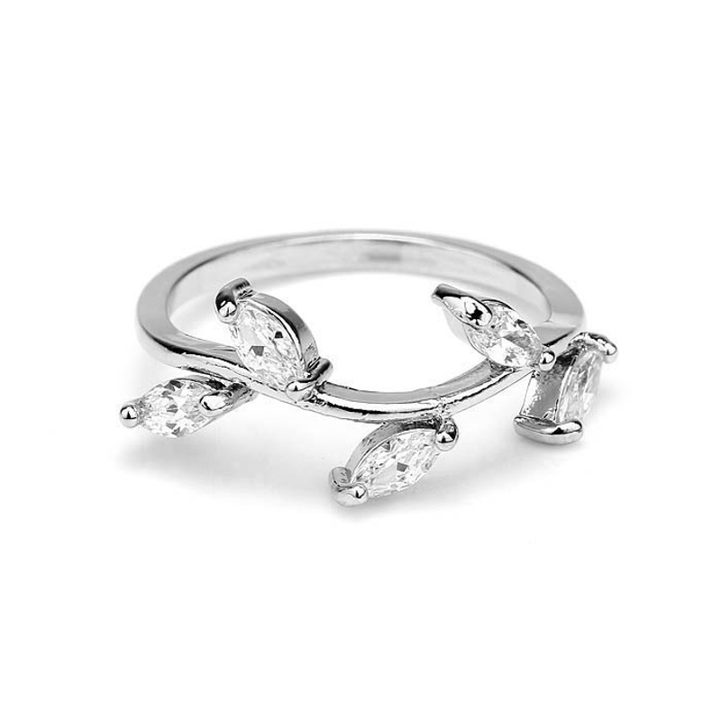 韩版简约时尚锆石铜戒指电镀玫瑰金/白金戒欧美YWBM0323送女朋友七夕情人节礼物