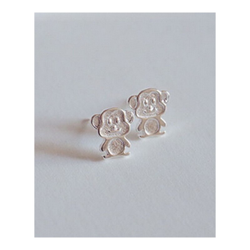 S925银简约原创本命年小猴子拉丝耳钉韩版饰品YWJY4389送女朋友七夕情人节礼物