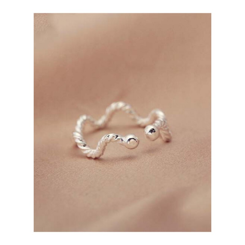 S925银时尚简约素银波浪麻花清新指环首饰男女款生日爱的礼物YWJY5736送女朋友七夕情人节礼物