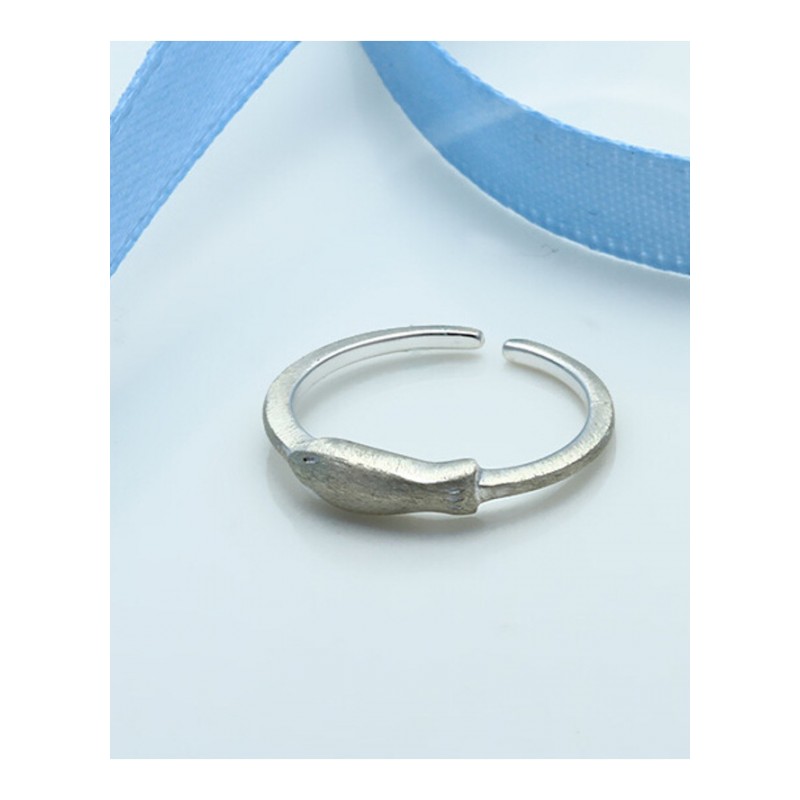 S925银时尚小清新拉丝鱼素银开口戒指 防银饰品男女款生日爱的礼物YWJY6573送女朋友七夕情人节礼物
