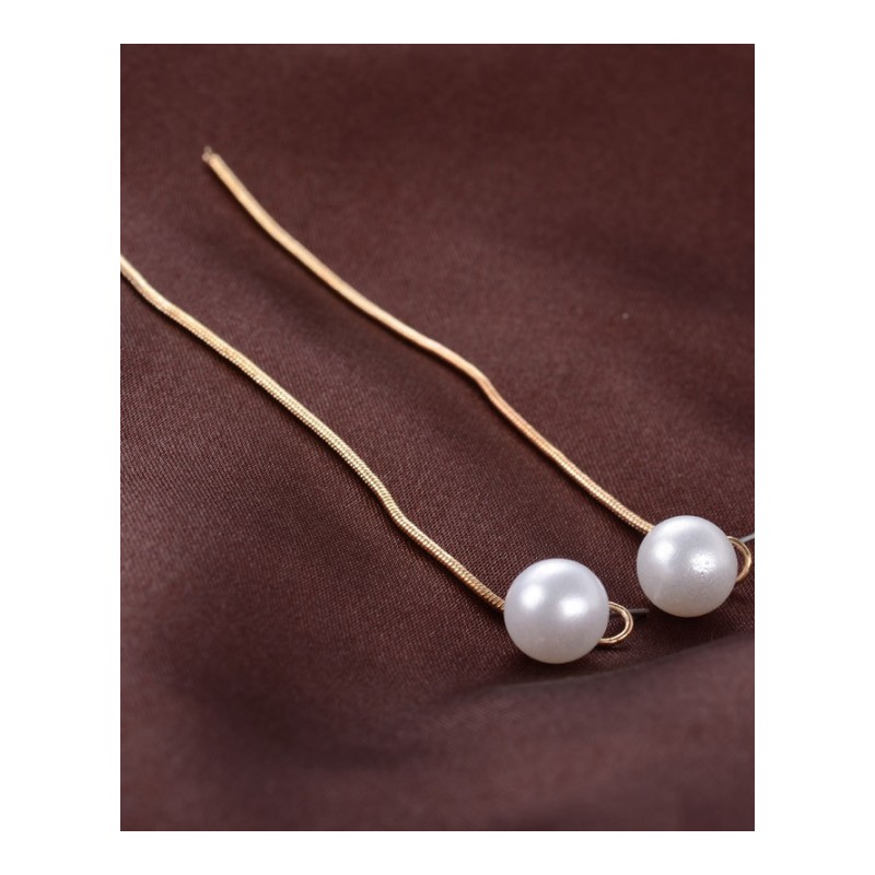 耳钉女款新款珍珠流苏淑女耳线气质百搭款韩版耳饰F2D044送女朋友七夕情人节礼物