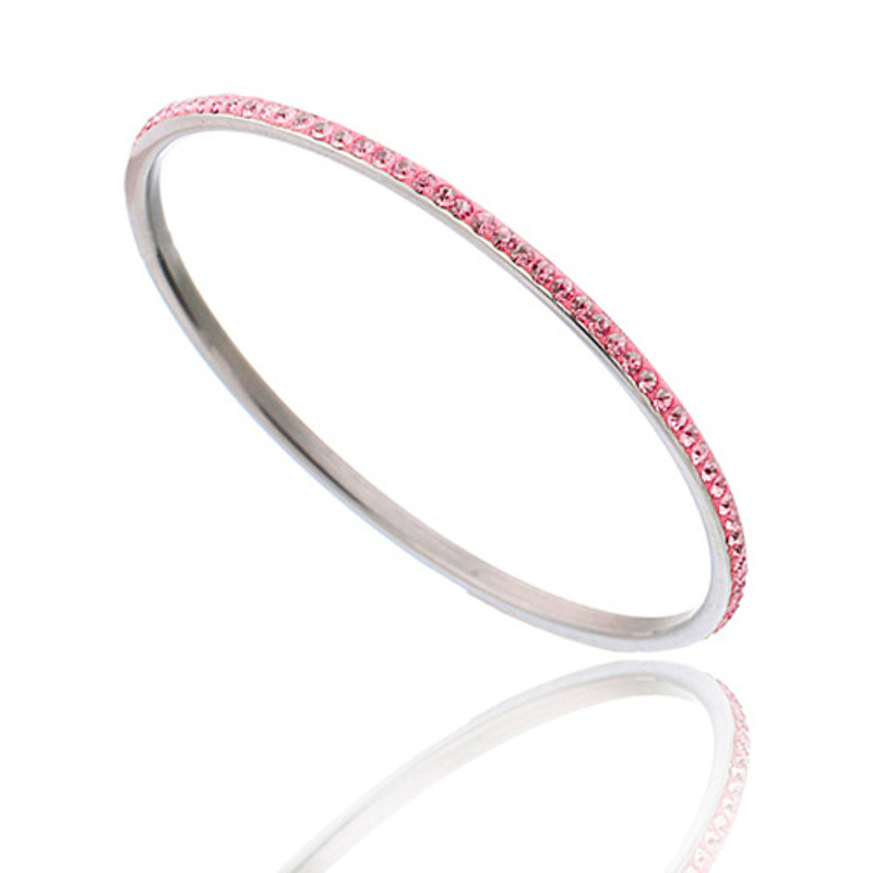 手环女款新款 欧美时尚一排钻不锈钢手镯钛钢手饰学生饰品S2D210送女朋友七夕情人节礼物