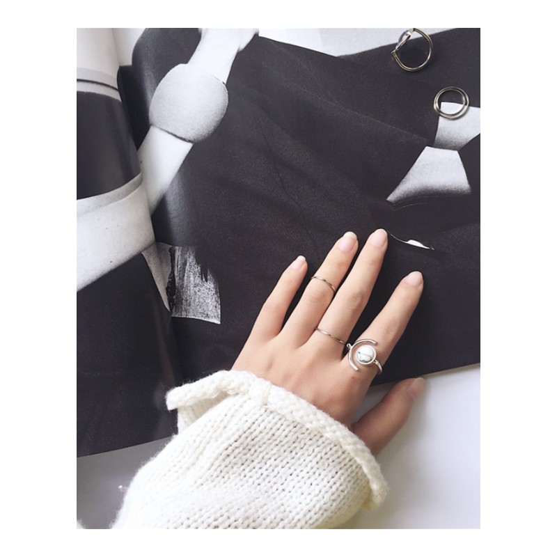 韩国时尚名媛网红戒指5件套组合个性气质女款潮人简约关节指环套装学生饰品送女朋友七夕情人节礼物