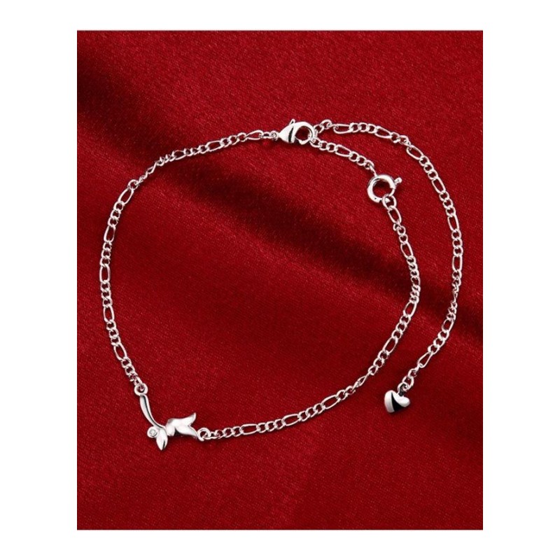 A023 Silver Anklet 新日韩气质款潮女脚链镀纯银饰品防过敏可爱送女朋友七夕情人节礼物