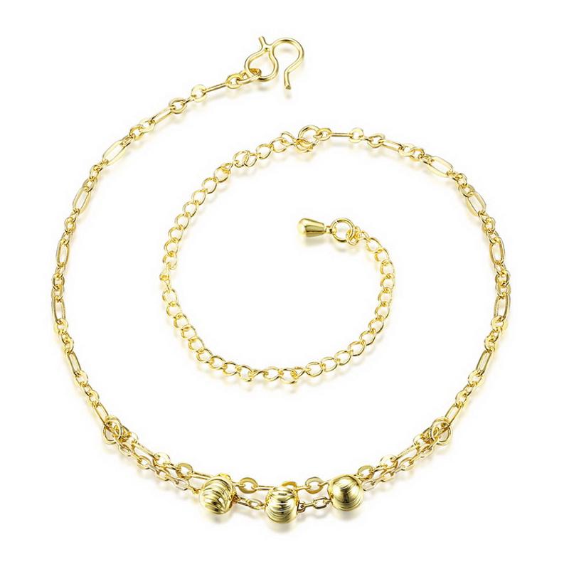 A041-A Women 18K yellow gold anklet jewelry 镀黄金色女脚链潮