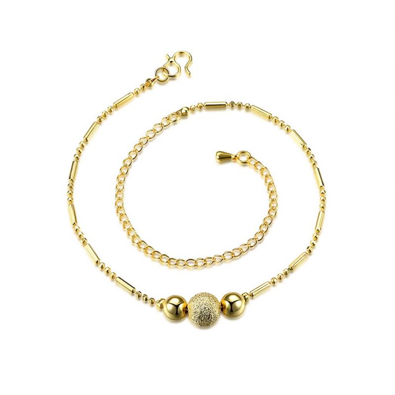 A045-A Women 18K yellow gold anklet jewelry 镀黄金色女脚链潮