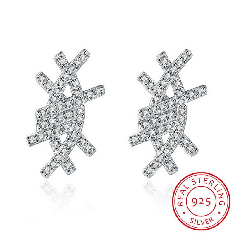 E004 Real Silver Earring镶钻925纯银耳钉耳环情人节礼物送女朋友七夕情人节礼物