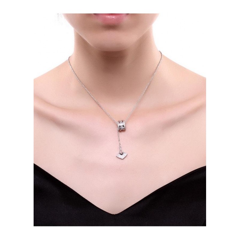 N080 Real Silver Necklace长坠925纯银女项链复古订婚情侣首饰送女朋友七夕情人节礼物
