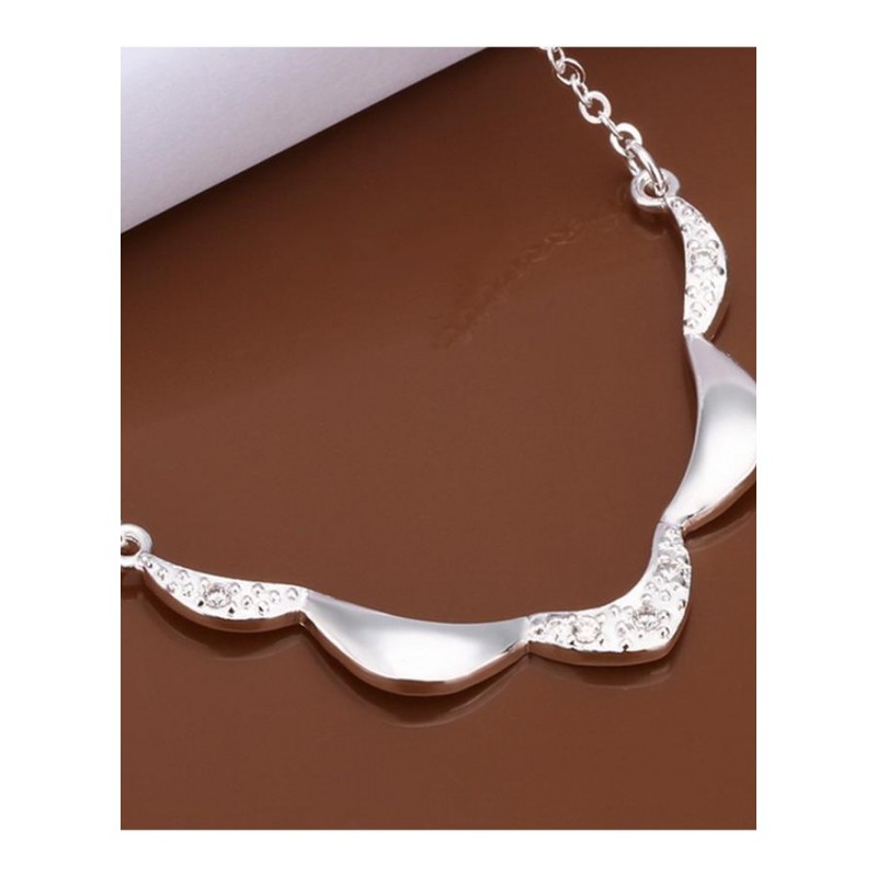 N424 Women Silver Necklace 镀925纯银女项链日韩版锁骨链潮人送女朋友七夕情人节礼物