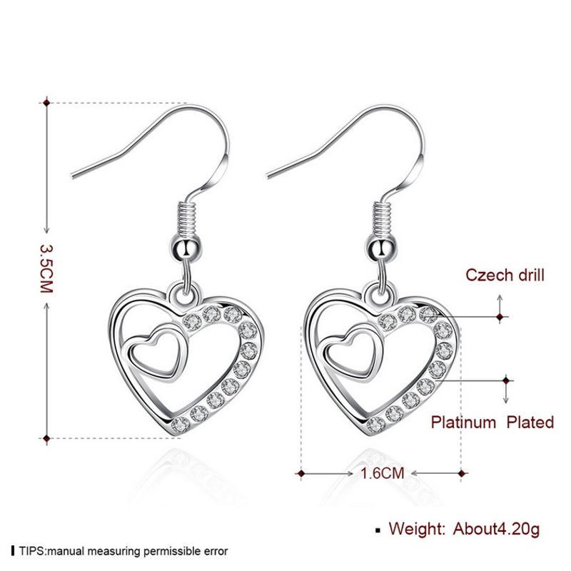 E091Women Gold Earrings Hook 防过敏心相印耳钉韩国气质简约女送女朋友七夕情人节礼物