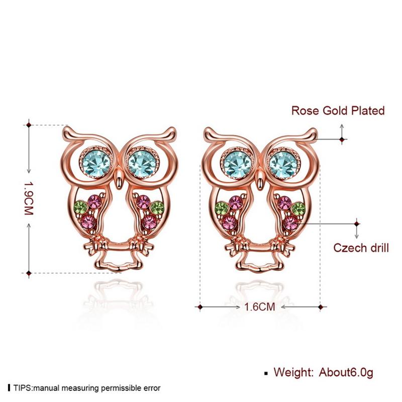 E075 Women Gold Earrings Stud 防过敏猫头鹰耳钉韩国气质简约女送女朋友七夕情人节礼物