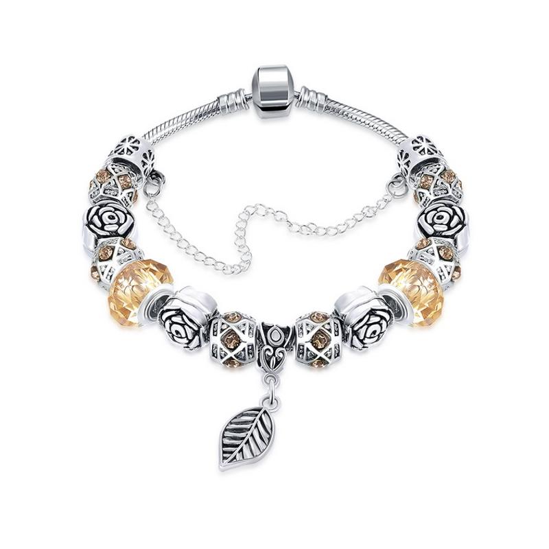 H044-D Women Charms 925 Silver Beads Bracelet 镀银幸运手链女