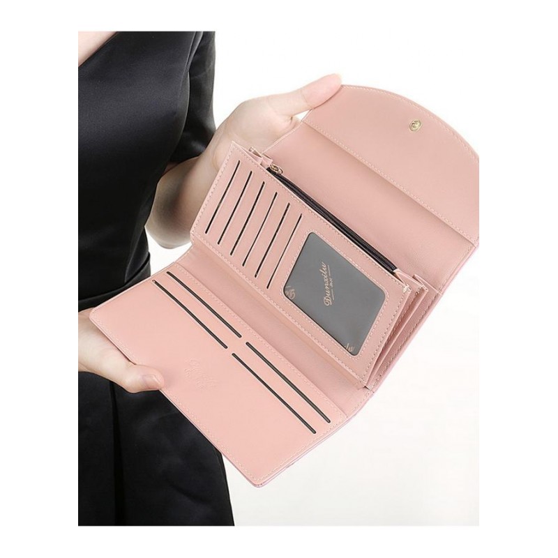 S009-3Wallet Rose Leather 欧美玫红色女长款钱包卡包手拿包PU皮送女朋友七夕情人节礼物