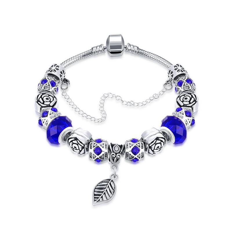 H044-C Women Charms 925 Silver Beads Bracelet 镀银幸运手链女