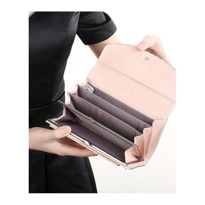 Wallet Silver Leather 欧美银色女长款钱包卡包手拿包PU皮S004-3送女朋友七夕情人节礼物