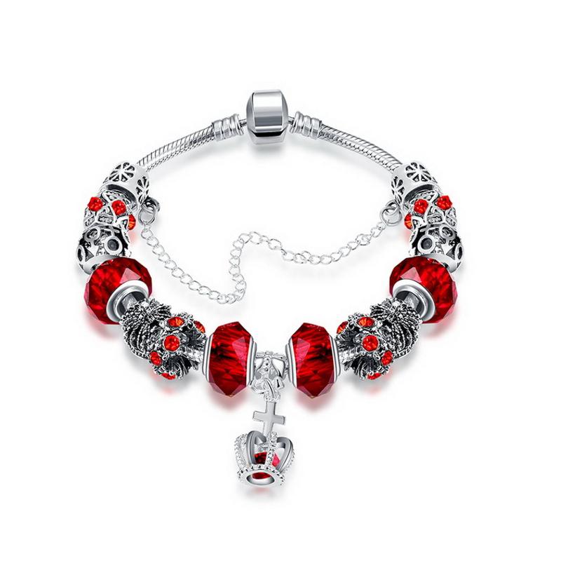 H045-A Women Charms 925 Silver Beads Bracelet 镀银幸运手链女