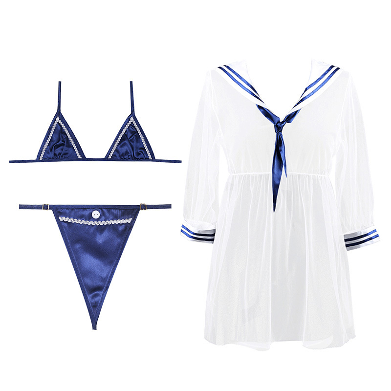 性感情趣内衣服女学生制服三点式激情套装sm水手透视装