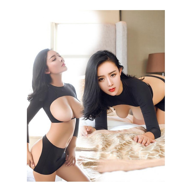 情趣内衣性感三点式激情套装开裆式用品夜店sm骚透视装露乳女
