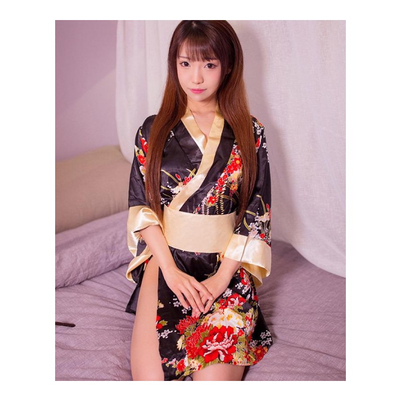 情趣内衣性感和服角色扮演改良日式印花开襟低领服装激情衣服