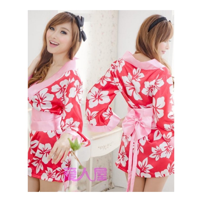 日式印花和服性感套装 游戏制服诱惑女式情趣内衣开襟大码