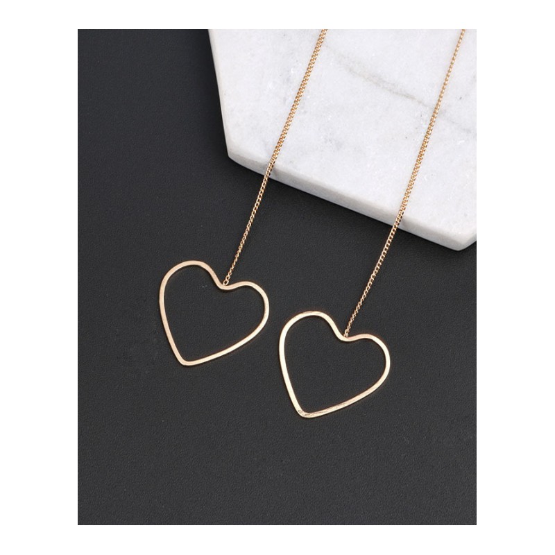 春季新款韩版极简简约时尚耳线耳饰长款心形女士耳环YWZH5594送女朋友七夕情人节礼物
