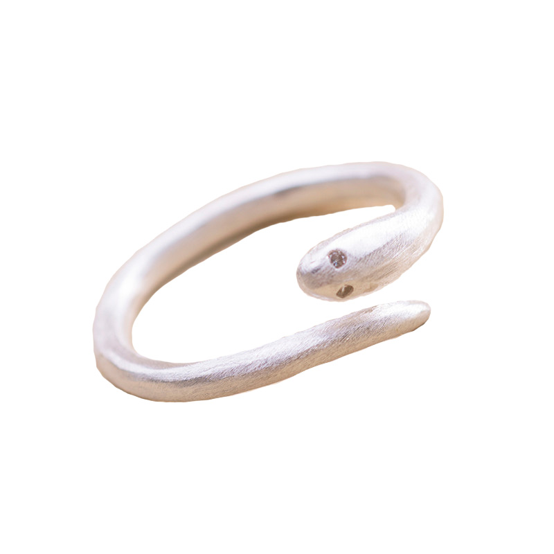 925指环时尚女款小蛇造型开口戒指可爱甜美风格首饰品送女朋友七夕情人节礼物