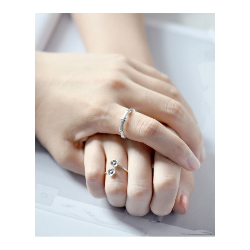 925指环青梅竹马造型时尚男女款情侣开口戒指首饰品送女朋友七夕情人节礼物