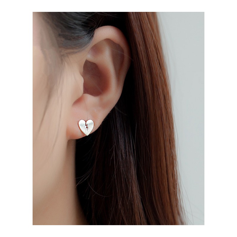 925耳环碎裂的心造型耳钉时尚女款首饰品送女朋友七夕情人节礼物