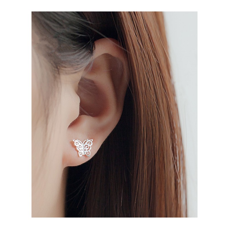 925耳钉镂空蝴蝶造型耳环时尚女款可爱风格首饰品送女朋友七夕情人节礼物
