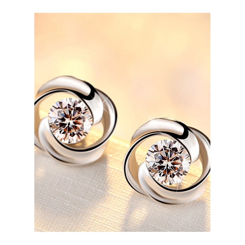 925银耳钉气质女款 简约甜美耳饰 韩国版时尚饰品耳环 送女友生日礼物送女朋友七夕情人节礼物