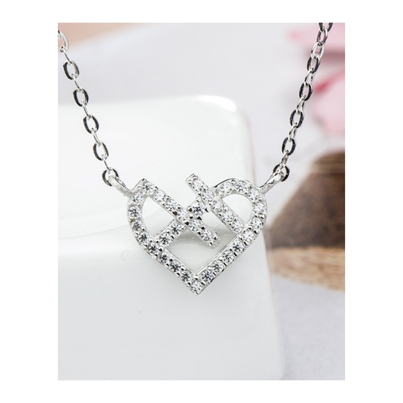 925银韩版时尚简约个性百搭镶钻锁骨心形项饰女士项链MLYSS6572送女朋友七夕情人节礼物