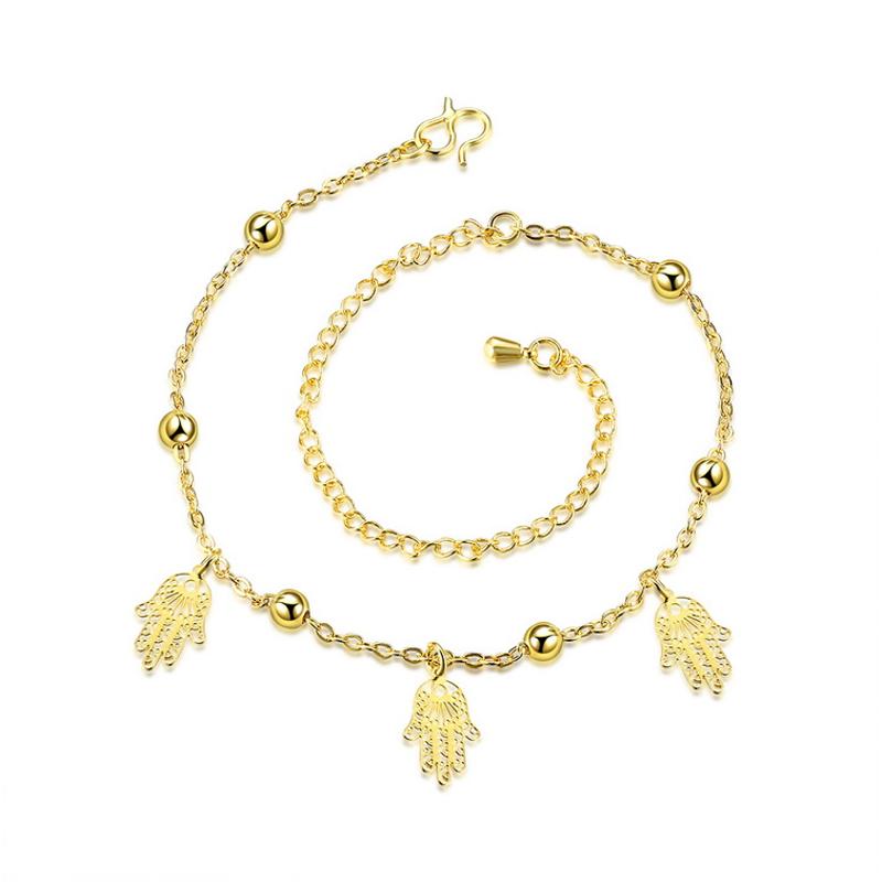 A047-A Women 18K yellow gold anklet jewelry 镀黄金色女脚链潮