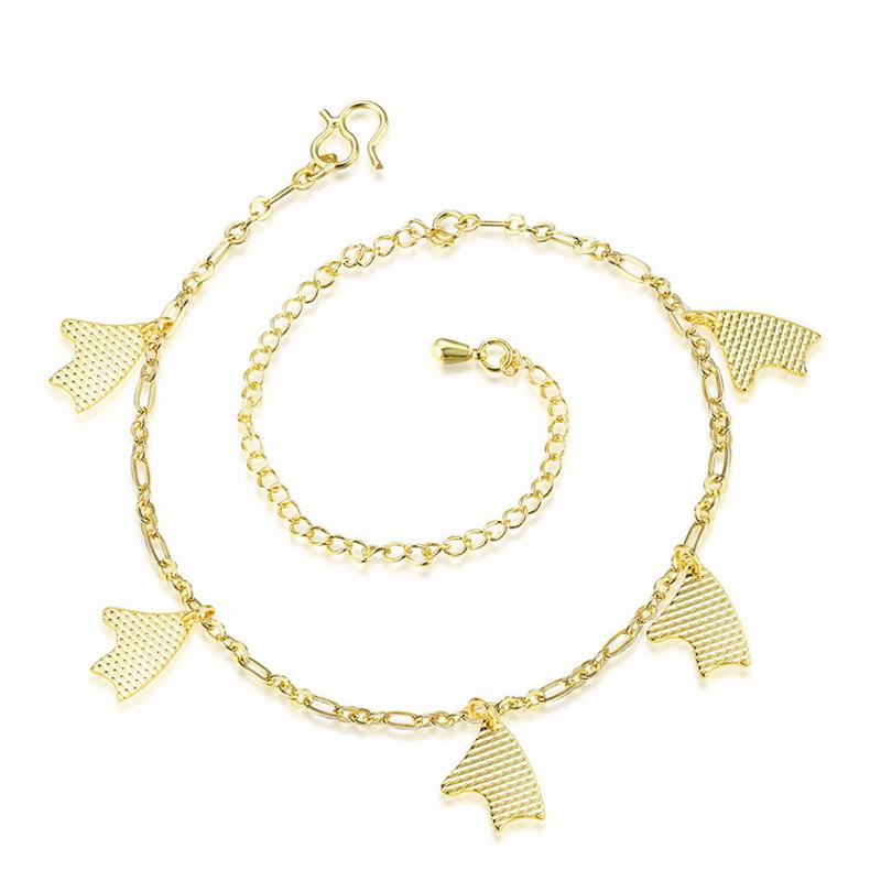 A049-A Women 18K yellow gold anklet jewelry 镀黄金色女脚链潮