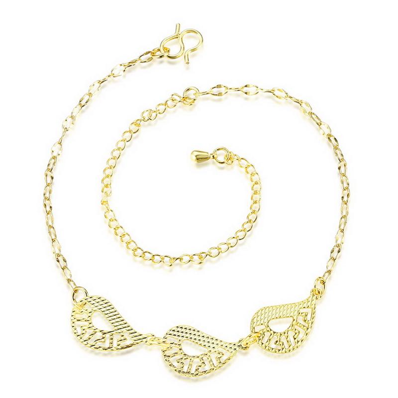 A050-A Women 18K yellow gold anklet jewelry 镀黄金色女脚链潮