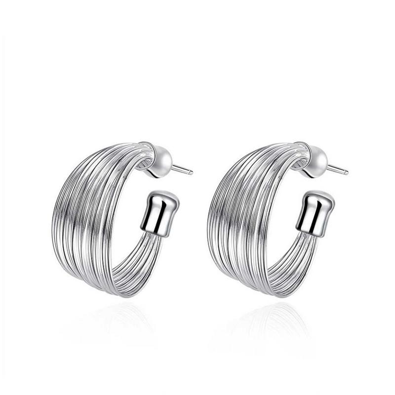 E005 Women silver plated earring 镀925纯银日韩时尚气质耳环女