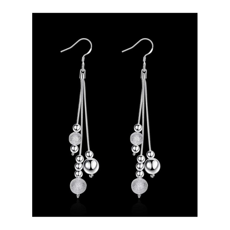 E006Women silver plated earring镀925纯银长款甜美时尚耳环耳饰