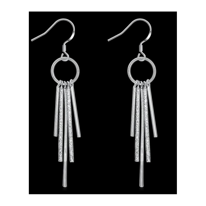E026Women silver plated earring镀925纯日韩银长款时尚创意耳环