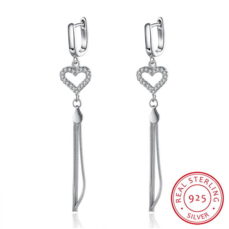 E079 Silver Earrings 925纯银耳环日韩耳扣长款女气质百搭防过敏送女朋友七夕情人节礼物