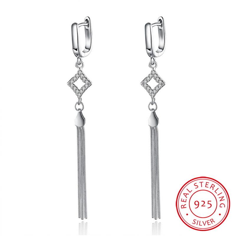 E080 Silver Earrings 925纯银耳环日韩耳扣女气质百搭长款防过敏送女朋友七夕情人节礼物