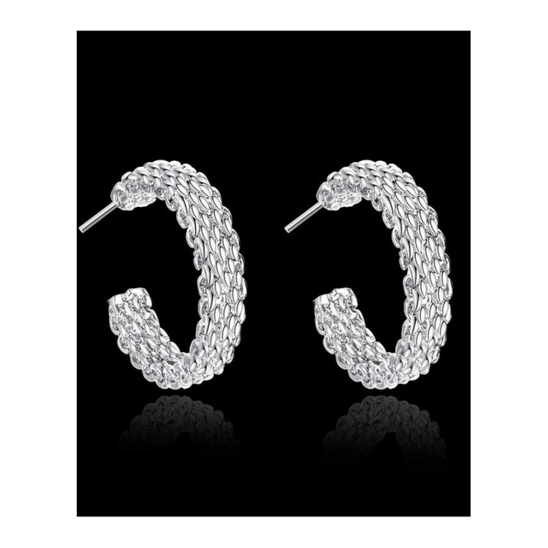 E082 Women silver plated earring 镀925纯银日韩时尚高贵耳环女