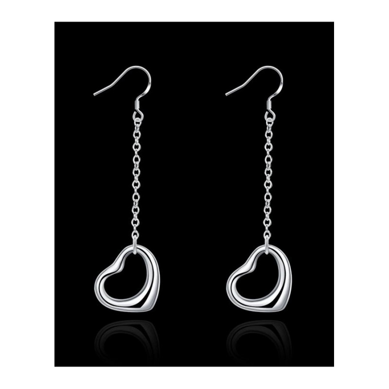 E086Women silver plated earring镀925纯银长款时尚个性耳环饰品