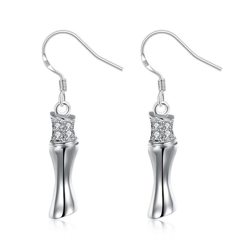 E786Women Silver Earrings 镀纯银水晶时尚精致日韩版女耳饰耳环送女朋友七夕情人节礼物