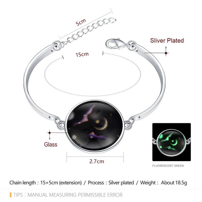 H076-A Women Bracket 夜光手链女日韩版镀纯银女学生双子座简约送女朋友七夕情人节礼物