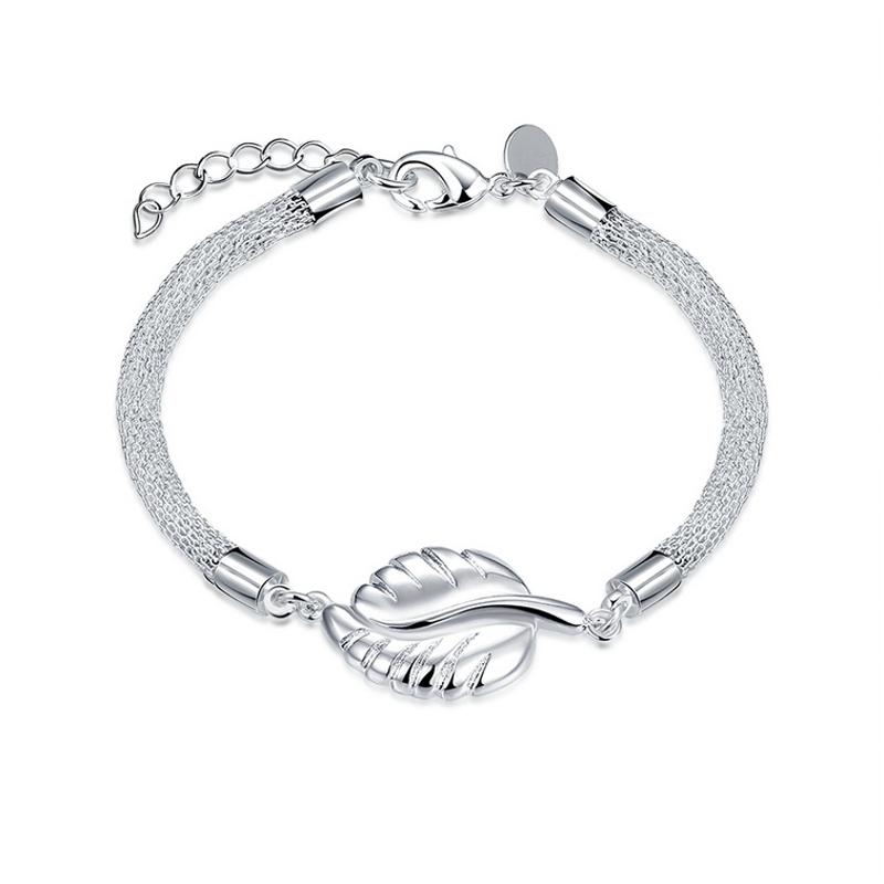 H498 Women Fashion Bracelet女生饰品气质叶子手链镀925纯银复古送女朋友七夕情人节礼物