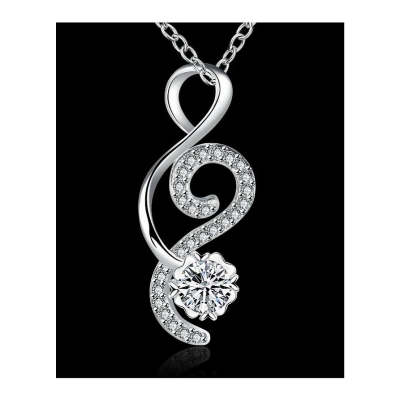 N008 N002 Silver Necklace 镀银日韩高贵植物镶宝石项链女防过敏送女朋友七夕情人节礼物
