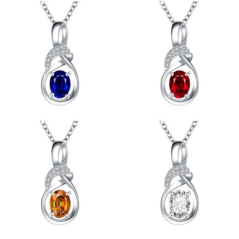 N028Women Silver Necklace 日韩简约水滴坠项链女锁骨首饰银饰送女朋友七夕情人节礼物