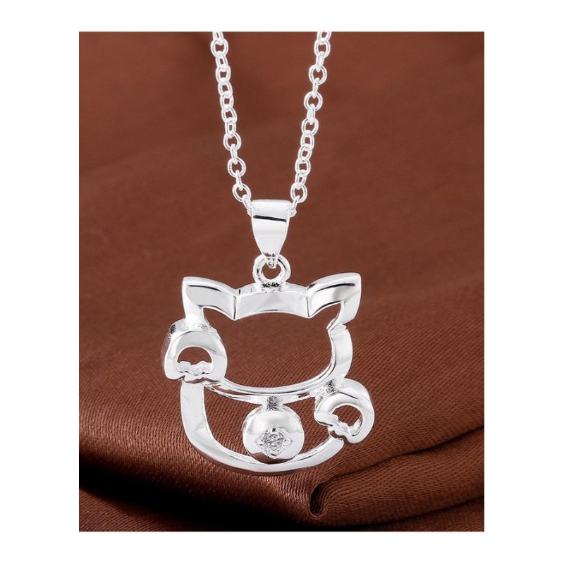N591 Women Silver Necklace 镀925纯银女项链日韩版锁骨链潮人送女朋友七夕情人节礼物