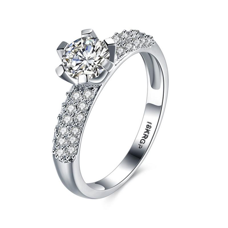 R812-C Couple Love Gold Ring铂金订婚戒指男女钻石情侣简约日韩送女朋友七夕情人节礼物