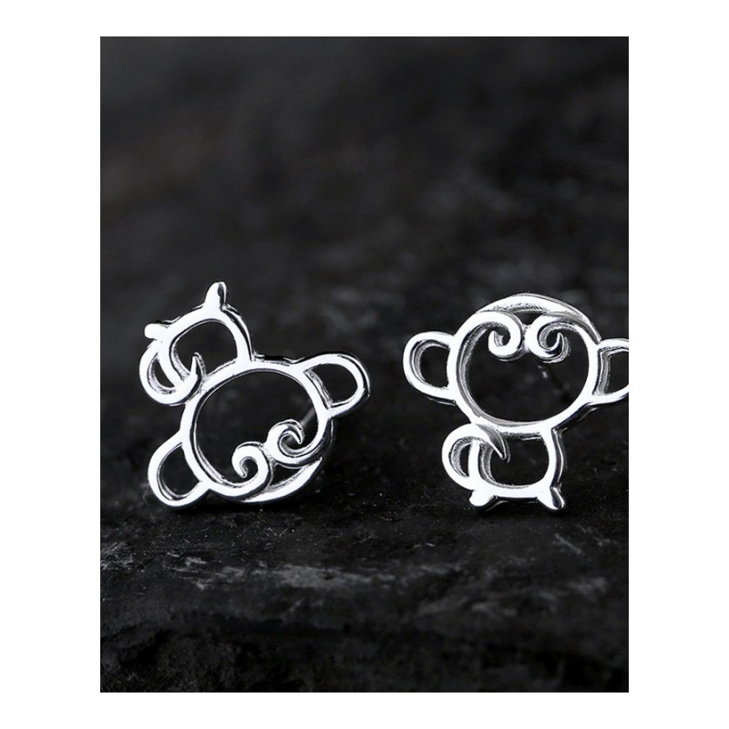 S925银可爱简约萌猴子镂空气质耳钉YWJY2633送女朋友七夕情人节礼物